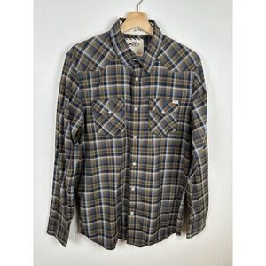 Vintage Vans Custommade For You Mens Size M Blue Brown Plaid Pearl Snap Shirt